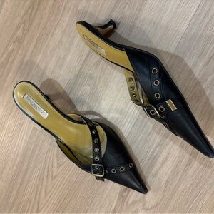 TONY BIANCO BLACK NAPPA KITTEN HEEL 9.5 WOMENS SIZE
